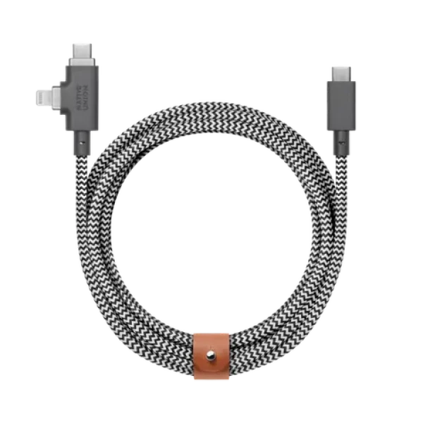 Native Union Belt Cable Duo Pro USB-C - USB-C + Lightning 2.4m 240w zebra (BELT-PROCCL-ZEB-NP)