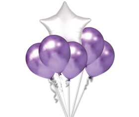 Balónky chromové fialové a bílá hvězda set balonky.cz Balónky chromové fialové a bílá hvězda set balonky.cz
