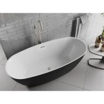 MEXEN/S - Luvo Slim volně stojící vana 170 x 75, bílá/černá, sifon a přepad nikl kartáčovaný 52801707575-97