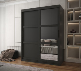 Šatní skříň Abi Miror 3 Barva korpusu: Černá, Rozměry: 150 cm, Dveře: Černá