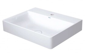 DURAVIT - DuraSquare Umyvadlo 60x47 cm, bez přepadu, s otvorem pro baterii, DuraCeram, WonderGliss, bílá 23536000711