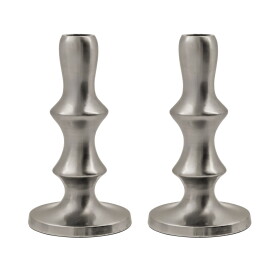 House Doctor Hliníkový svícen Reese Silver Finish – set 2 ks, stříbrná barva, kov