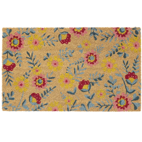 Ib Laursen Rohožka z kokosového vlákna Flowers 45 × 75 cm, přírodní barva