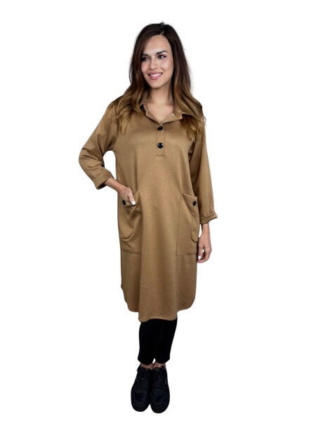 HOSH Mikinové šaty Mirela Velikost: UNI, Barva: Velbloudí