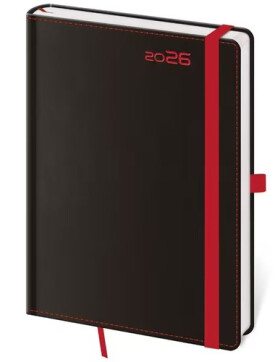Diář 2026 týdenní B6 Black Red s poutkem
