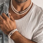 Pánský perlový náhrdelník Joel - sladkovodní perla, 50 cm Bílá