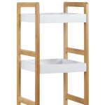 Regál, 5 polic, masiv bambus, přírodní odstín, MDF, bílý matný lak, nosn. 15 kg