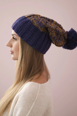 Paris fleecová čepice K213 purple+mustard UNI