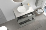 CERANO - Koupelnová skříňka Carole - betonově šedá + deska pod umyvadlo z lit. mramoru Elanys - 12 mm - bílá matná - 60x49,2x46 CER-8050BD85512