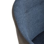 Židle jídelní, modrá látka a tmavě šedá látka v dekoru vintage kůže, černý kov, otočná P90°+ L90° s vratným mechanismem