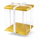 Cake Star Cake Star 4Cake Plastový hranatý box na dorty zlatý bez stuhy (33 x 33 x 40 cm)