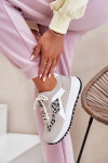 Sportovní boty sneakers dámské na platformě panterka bílo-bežové Pumbes 39