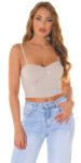 Sexy top Koucla Crop top třpytivými cvočky Einheitsgroesse