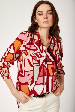 Bigdart 3721 Graphic Patterned Shirt - Burgundy