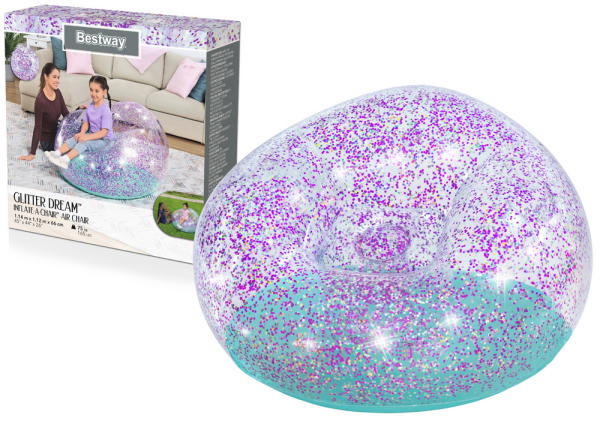 Mamido Nafukovací třpytivé křeslo 114 x 112 x 66 Bestway 75115