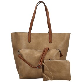 Trendy dámský koženkový set kabelek Assunta, khaki