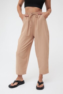 Laluvia Camel Color Pocket Ayrobin Baggy Trousers