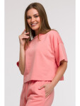 B294 Oříznutá mikina s krátkým rukávem - korálová EU 2XL/3XL