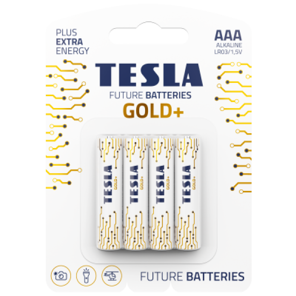 TESLA GOLD+ alkalická tužková baterie AAA (LR03) 4 ks / blister (1099137207)