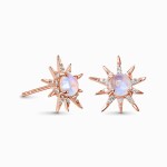 Royal Fashion peckové náušnice 14k zlato Vermeil GU-DR10003E-ROSEGOLD-MOONSTONE