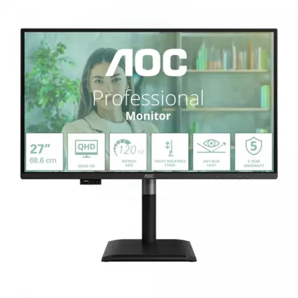 27" AOC Q27P4U černá / IPS / 2560x1440 / 16:9 / 4ms / 1500:1 / 350cd-m2 / HDMI + DP + USB-C / VESA (Q27P4U)