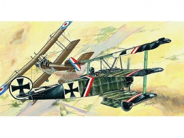 Model Fokker Dr.1 13x16,1cm v krabici 31x13,5x3,5cm