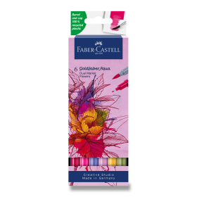 Popisovače Faber-Castell Goldfaber Aqua Dual Marker Flowers - sada 6 barev