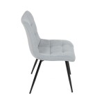 Židle jídelní, stříbrná látka, černý kov