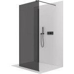 CERANO Sprchová zástěna Walk-in Onyx Corner Round L/P - 8 mm - kulatá vzpěra - černá matná, grafitové sklo - 130x70x200 cm