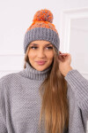 Dámská čepice s bambulí Abigail K326 šedá+neon orange UNI