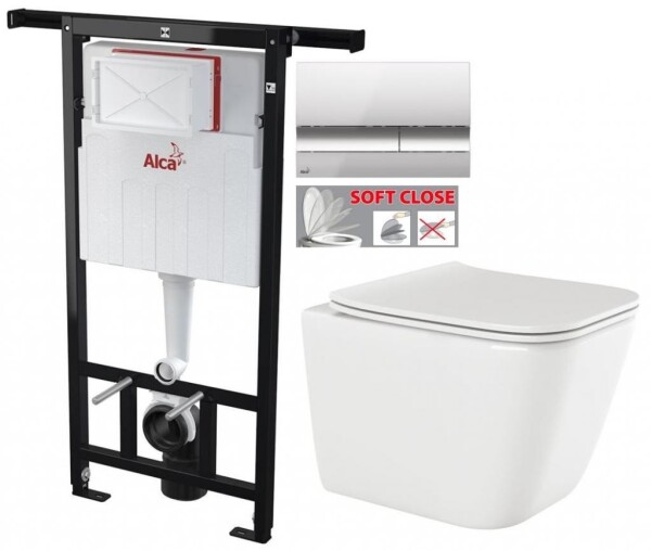 ALCA Předstěnový instalační systém s chromovým tlačítkem M1721 + WC INVENA PAROS + SEDÁTKO AM102/1120 M1721 RO1