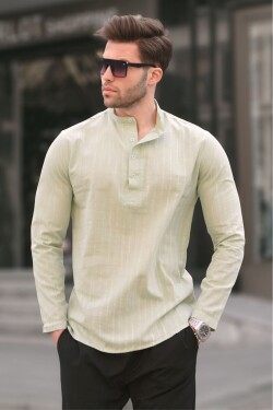 Madmext Men's Mint Green Linen Regular Fit Shirt 5586