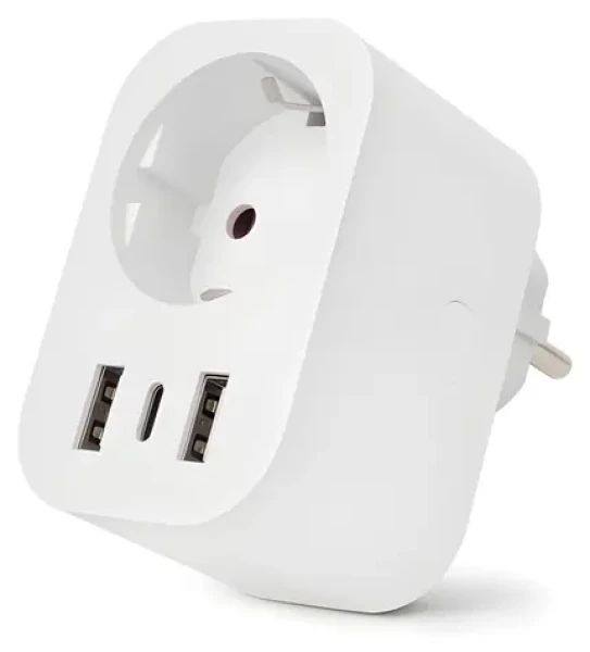 Entac WiFi zásuvkový adaptér bílá / Zásuvkový adaptér / 2x USB-A / 1x USB-C / 16 A / 3680 W (ES-SSAUSB-WIBLE)