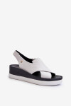 Zazoo Kožené sandály na klínu, bílé Velikost: 37