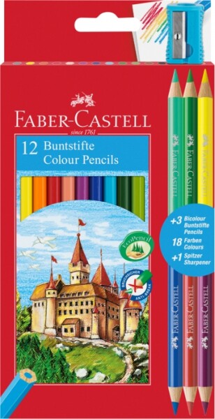 Pastelky Faber-Castell EKO 12 barev + 3 bicolor + ořezávátko