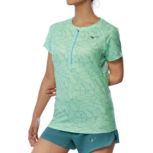Mizuno Graphic Trail Tee(W) Neomint - Běžecké tričko Mizuno Graphic Trail Tee J2GAC20631 Velikost textilu: M