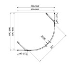 CERSANIT - Čtvrtkruhový sprchový kout JOTA, černý, 90x90x195, čiré sklo S160-039