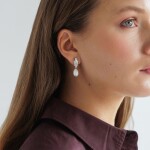 Stříbrné náušnice s černou perlou Calista - stříbro 925/1000, Stříbrná Černá