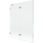 MEXEN/S - Lunar vanová zástěna 2-křídlová levá 130 x 150, transparent, zlatá kartáčovaná 897-130-100-55-00-L