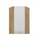 Horní rohová skříňka Artisan 60x60 GN-108 1F (45°) Barva korpusu: Dub artisan, Barva dvířek: Bílý lesk