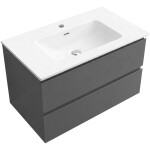 CERANO - Koupelnová skříňka Carole - antracitová + keramické umyvadlo Novo - bílá lesklá - 81x49,5x46,5 CER-142746