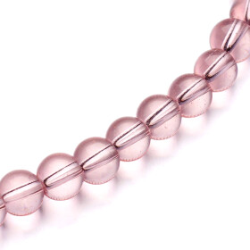 Skleněné korálky - průsvitné - růžové - ∅ 4 mm - 10 ks