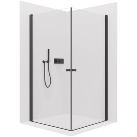 CERANO - Sprchový kout Antelo Duo L/P - 6 mm - černá matná, transparentní sklo - 110x90x190 - otočný CER-482368