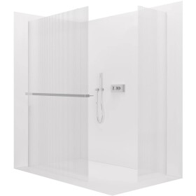 CERANO Sprchová zástěna Walk-in Crystal T L/P - 8 mm - bezvzpěrový systém + polička/držák na ručníky - chrom, rýhované sklo - 120x110x200 cm