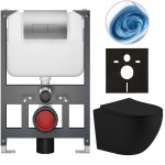 CERANO - Kompletní WC set Basic/Cesso - černá matná - WC tlačítko Modulo/Stříbrná - závěsné - nízký modul - předstěnová instalace - 49x36 CER-8050BD86239