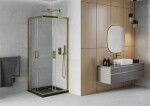 MEXEN/S - Rio sprchový kout 70x70, transparent, zlato + vanička Flat, czarn 860-070-070-50-00-4070G