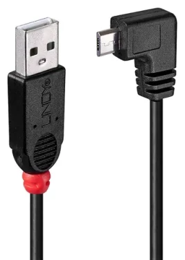 Lindy černá / USB kabel / USB A - Micro-USB B 90° / 0,5 m / 480 Mbit/s (31975)