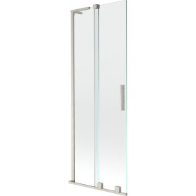MEXEN/S - Velar L dvoukřídlá posuvná vanová zástěna 75 x 150, transparent, nikl kartáčovaný 896-075-003-01-97