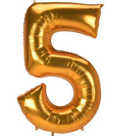 Obří balónek číslo 5 zlatý 132 cm x 86 cm Amscan Obří balónek číslo 5 zlatý 132 cm x 86 cm Amscan