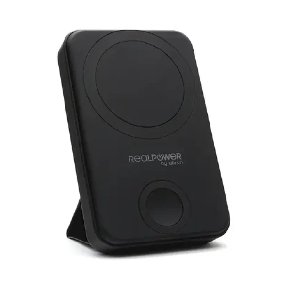 RealPower PB-10000 Mag+Watch černá / Powerbanka 10 000 mAh / MagSafe bezdrátové nabíjení / USB-C PD 20W (444408)